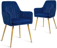 CangLong Accent Arm Chairs  Set of 2  Navy Blue
