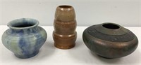Three Signed Art Pottery Vases