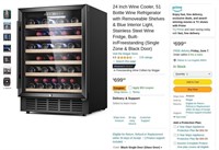 B5161  Stainless Steel Wine Cooler 24 Inch 51 Bot