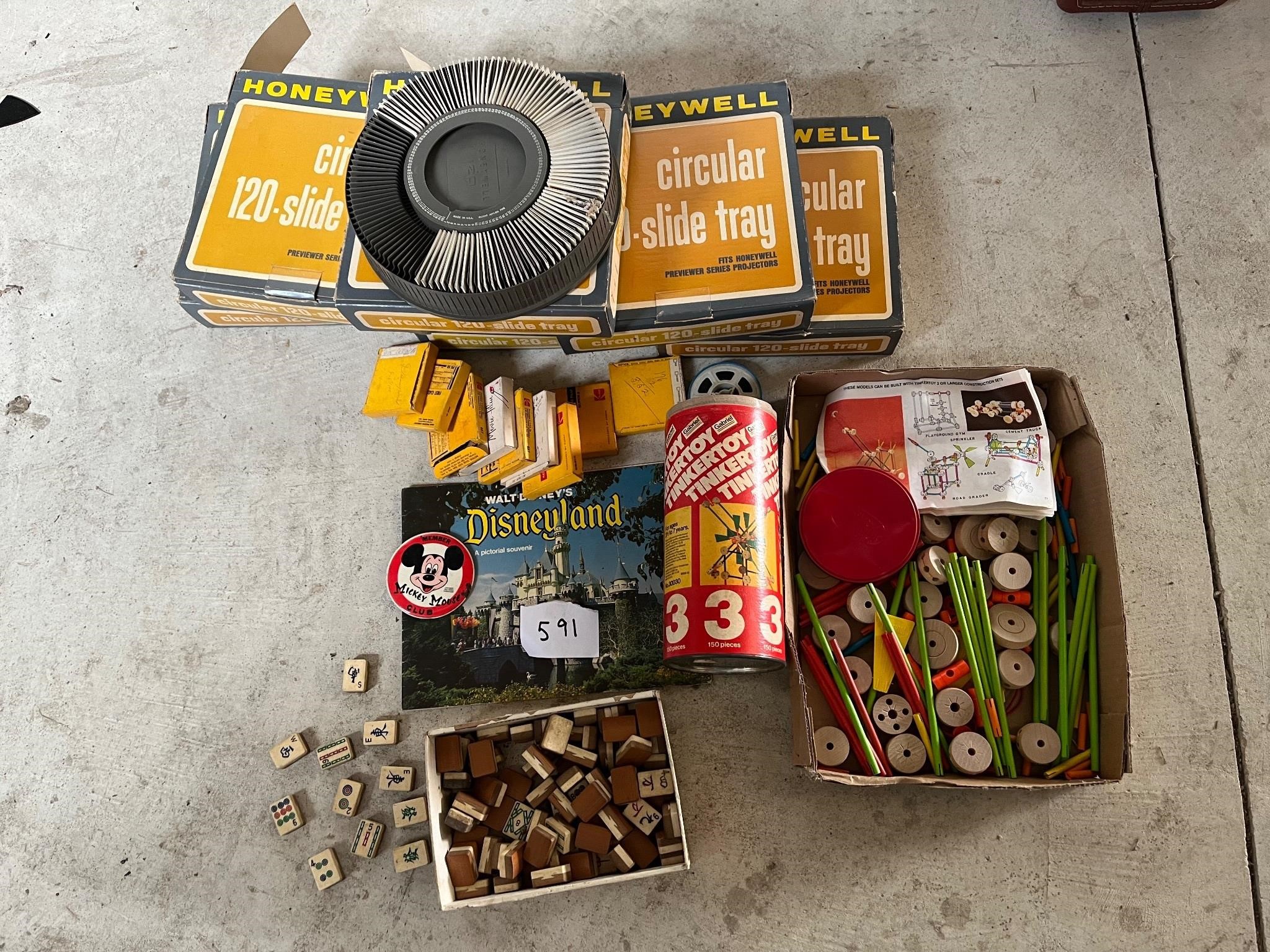 Tinker toy, canister with toys,