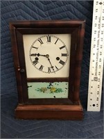 Antique Mantel Clock with Key and Pendulum