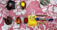 (3) Costume Jewelry Broaches & (3) Pendants