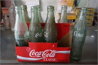 Coca  Cola Paper Holder with 10 oz Glass Bottles