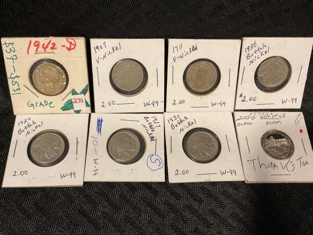 LOT OF ASSORTED BUFFALO, WAR, V NICKELS AND MORE
