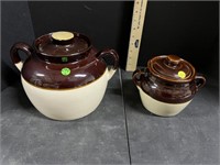 Two Brown & White Bean Pots, USA
