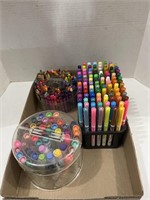 Flat of Markers and Crayons with Organizers