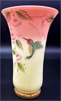 Beautiful Fenton Burmese Hp Hummingbird Vase
