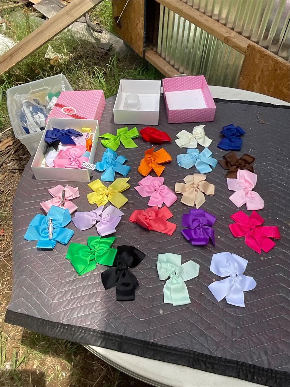 40 clip on hair bows new- 2 boxes of 20