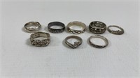 8 .925 Silver Ladies Rings
