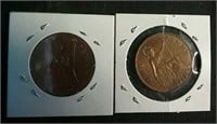 1935 and 1966 British one penny