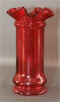 Vintage Cranberry Glass Fenton Pillar Vase