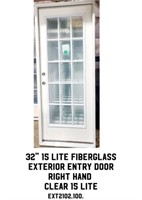 32" RH 15 Lite Fiberglass Exterior Entry Door