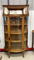 Oak Curved Glass China Cabinet with nor are
