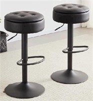 Rucken Storage Swivel Black Bar Stools