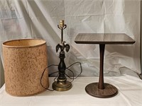 Mid Century Modern Table, Brass Eagle Lamp