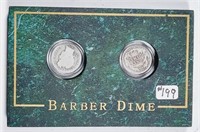 1908-D & 1910  Barber Dimes in display