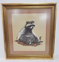 Charles Frace Racoon 1974 Framed Art Signed