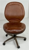 Office chair, brown leather seat and back, no arms