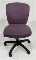 Office chair purple fabric, no arms, swivels and