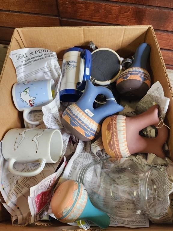 Box Full of Pottery and More