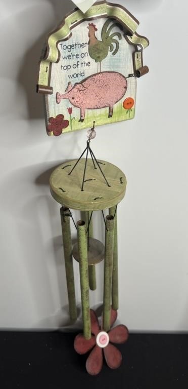 Pig & Rooster Rustic Wind Chimes
