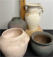 Lot of 4 Stoneware Pottery Planters & Vases