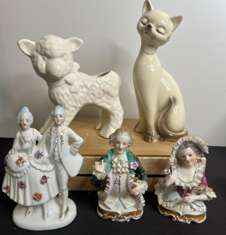 Lot of Ceramic Animals & Victorian People Figurine