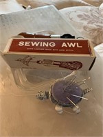 SEWING AWL AND PIN CUSHION