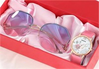 Watch and Sunglasses pink set