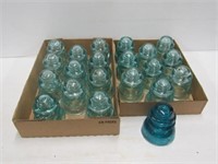 2 Trays Glass Insulators Blue