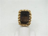 14K 35KT SMOKEY TOPAZ RING