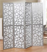 Roundhill  4 Panel Screen Room Divider, Sliver