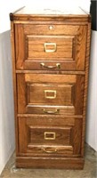 Oakcrest Mfg. Finish Three Drawer Filing Cabinet