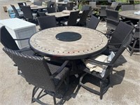 New 7pc sunbrella patio table and chairs with