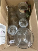 Box of Glass Vases, Candle Holders, Etc.