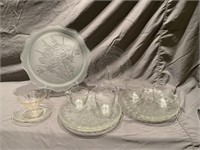 VTG Iris Platter, Snack Set & Glassware