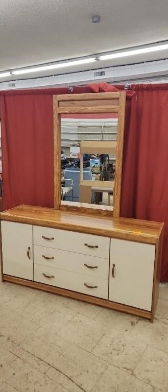 Vintage Dresser with Mirror. 60"x17"x73"