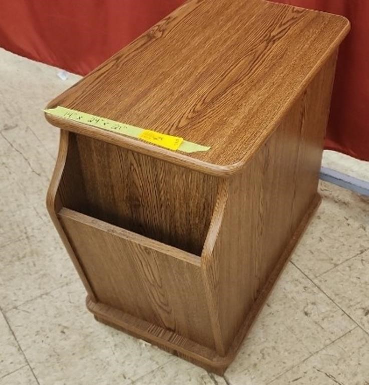 Oak side Table with built-in Magazine Rack