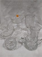 Cut and Clear glass lot, sugar, candy,creamer