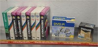 VHS tapes, DVD-R, floppy disks, all sealed