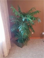 Silk palm tree in decorative metal pot