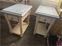 Pair of blue and white end tables/night stands