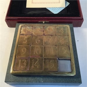 BRASS SLIDING NUMBERS PUZZLE