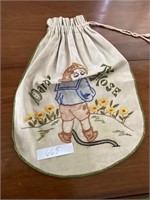 Antique Draw String Button Bag