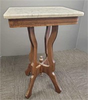 Victorian petite marble top end table - 14 1/4" x