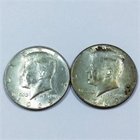 2 1969 Kennedy Half Dollar 40% Silver