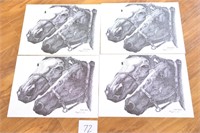 Group Lot of 4 Horse Prints - 15" X 11" Each By