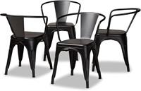 Baxton Black Finished Metal 4-Piece Dining Chairs