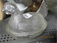 Clear Glass Hen on Nest