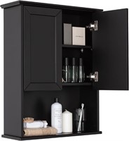 VANIRROR Black Bathroom Wall Cabinet 23x29 inch Wo